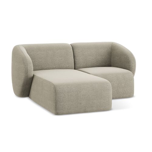 Canapé D'angle 2,5 Places Modulaire Gauche Lani En Tissu Bouclette Taupe