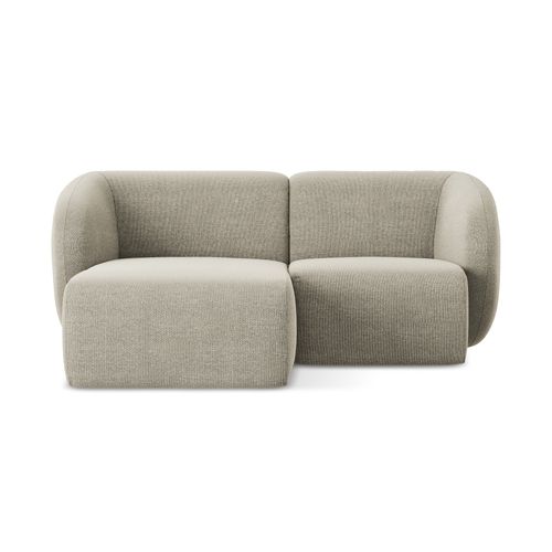 Canapé D'angle 2,5 Places Modulaire Gauche Lani En Tissu Bouclette Taupe