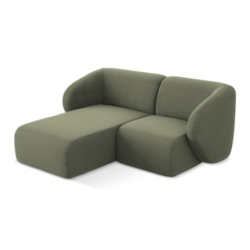 Canapé D'angle 2,5 Places Modulaire Gauche Lani En Tissu Bouclette Olive