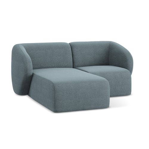 Canapé D'angle 2,5 Places Modulaire Gauche Lani En Tissu Bouclette Jeans