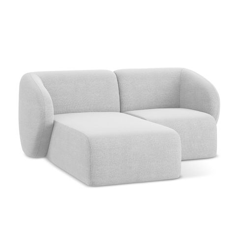 Canapé D'angle 2,5 Places Modulaire Gauche Lani En Tissu Bouclette Argent