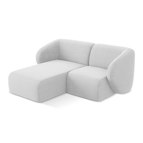 Canapé D'angle 2,5 Places Modulaire Gauche Lani En Tissu Bouclette Argent