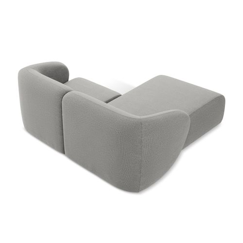 Canapé D'angle 2,5 Places Modulaire Gauche Lani En Tissu Bouclette Gris Clair