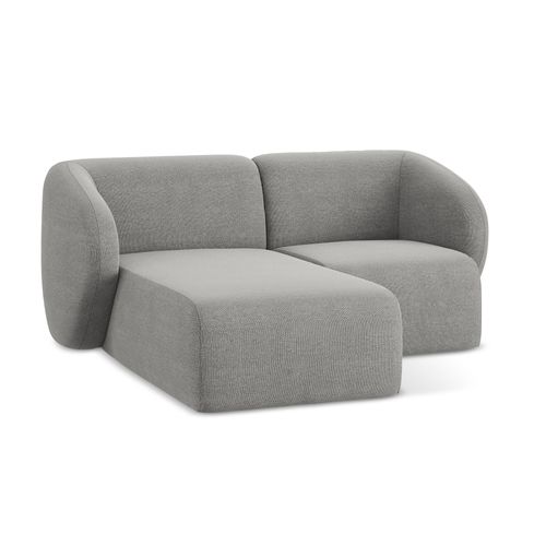 Canapé D'angle 2,5 Places Modulaire Gauche Lani En Tissu Bouclette Gris Clair