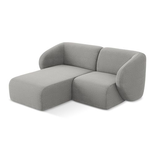 Canapé D'angle 2,5 Places Modulaire Gauche Lani En Tissu Bouclette Gris Clair