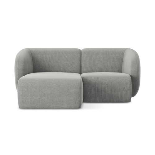 Canapé D'angle 2,5 Places Modulaire Gauche Lani En Tissu Bouclette Gris Clair