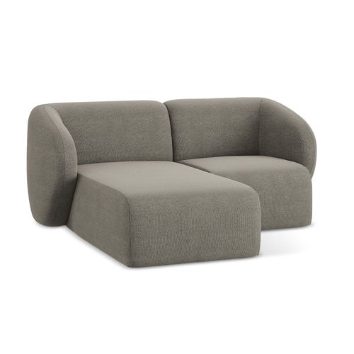 Canapé D'angle 2,5 Places Modulaire Gauche Lani En Tissu Bouclette Gris