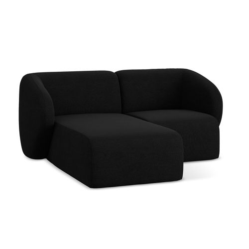 Canapé D'angle 2,5 Places Modulaire Gauche Lani En Tissu Bouclette Noir