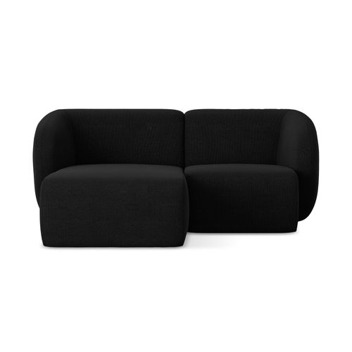 Canapé D'angle 2,5 Places Modulaire Gauche Lani En Tissu Bouclette Noir