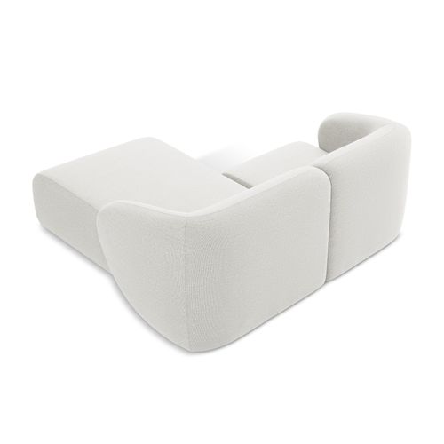 Canapé D'angle 2,5 Places Modulaire Droit Lani En Tissu Bouclette Blanc