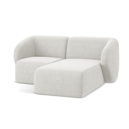 Canapé D'angle 2,5 Places Modulaire Droit Lani En Tissu Bouclette Blanc