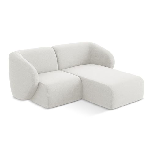 Canapé D'angle 2,5 Places Modulaire Droit Lani En Tissu Bouclette Blanc