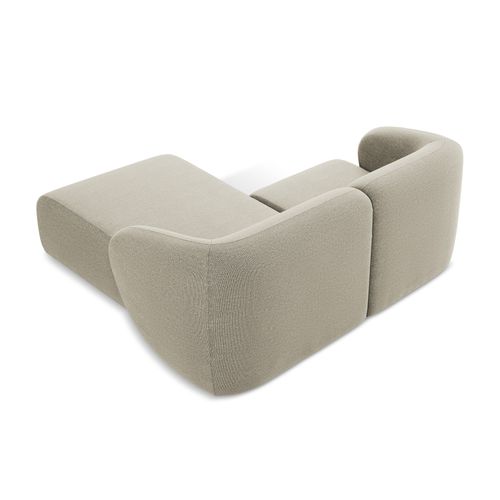 Canapé D'angle 2,5 Places Modulaire Droit Lani En Tissu Bouclette Taupe