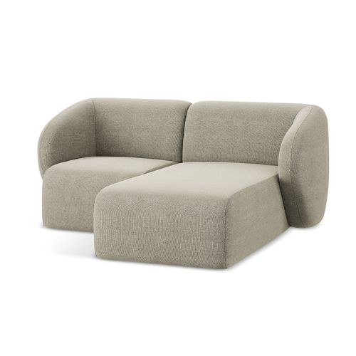 Canapé D'angle 2,5 Places Modulaire Droit Lani En Tissu Bouclette Taupe