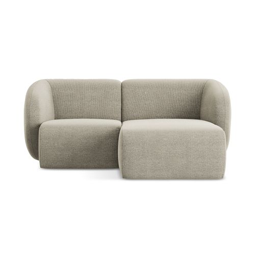 Canapé D'angle 2,5 Places Modulaire Droit Lani En Tissu Bouclette Taupe