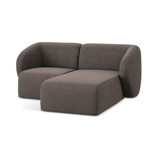 Canapé D'angle 2,5 Places Modulaire Droit Lani En Tissu Bouclette Choolat