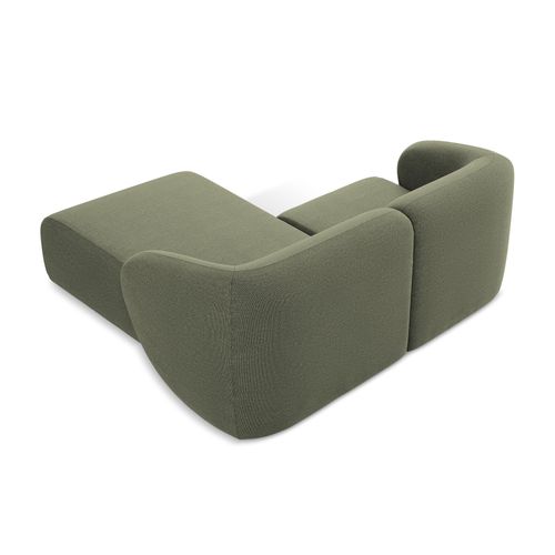 Canapé D'angle 2,5 Places Modulaire Droit Lani En Tissu Bouclette Olive