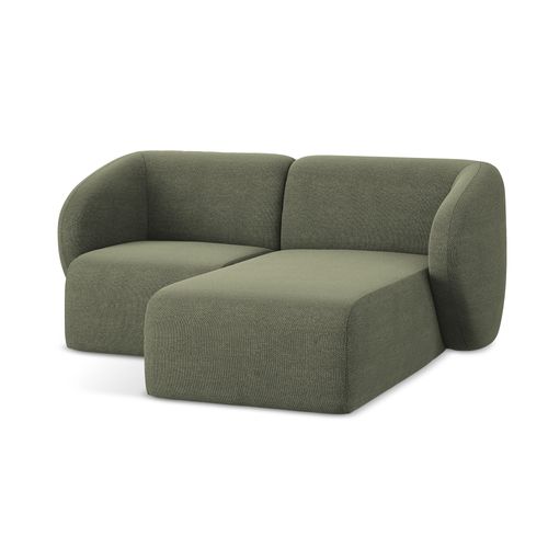 Canapé D'angle 2,5 Places Modulaire Droit Lani En Tissu Bouclette Olive