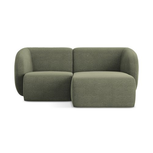 Canapé D'angle 2,5 Places Modulaire Droit Lani En Tissu Bouclette Olive