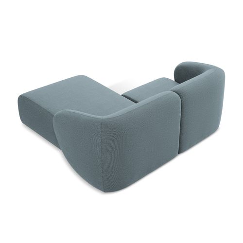 Canapé D'angle 2,5 Places Modulaire Droit Lani En Tissu Bouclette Jeans