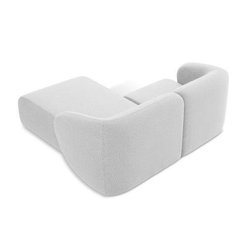 Canapé D'angle 2,5 Places Modulaire Droit Lani En Tissu Bouclette Argent