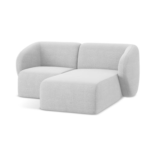 Canapé D'angle 2,5 Places Modulaire Droit Lani En Tissu Bouclette Argent