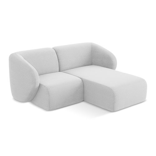 Canapé D'angle 2,5 Places Modulaire Droit Lani En Tissu Bouclette Argent