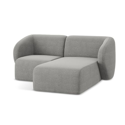 Canapé D'angle 2,5 Places Modulaire Droit Lani En Tissu Bouclette Gris Clair
