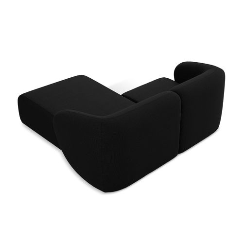 Canapé D'angle 2,5 Places Modulaire Droit Lani En Tissu Bouclette Noir