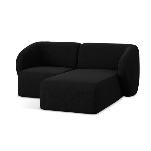 Canapé D'angle 2,5 Places Modulaire Droit Lani En Tissu Bouclette Noir