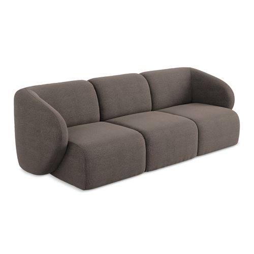 Canapé Modulable 3 Places Lani En Tissu Bouclette Choolat