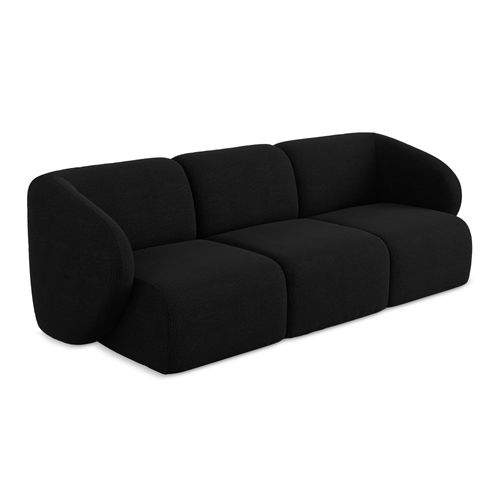 Canapé Modulable 3 Places Lani En Tissu Bouclette Noir