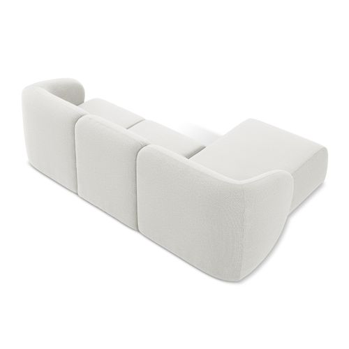 Canapé D'angle 3 Places Modulaire Gauche Lani En Tissu Bouclette Blanc