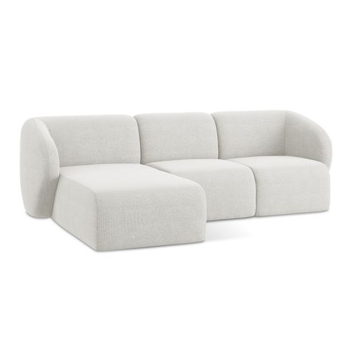 Canapé D'angle 3 Places Modulaire Gauche Lani En Tissu Bouclette Blanc