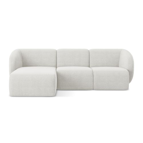 Canapé D'angle 3 Places Modulaire Gauche Lani En Tissu Bouclette Blanc