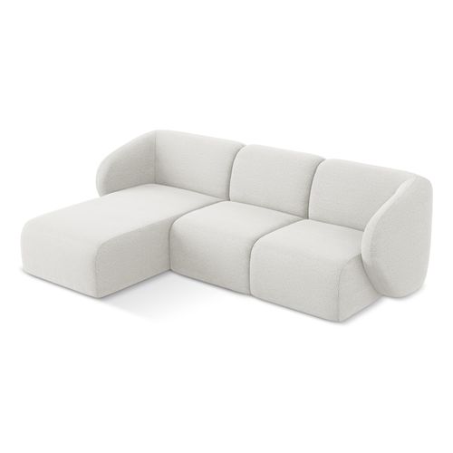 Canapé D'angle 3 Places Modulaire Gauche Lani En Tissu Bouclette Blanc