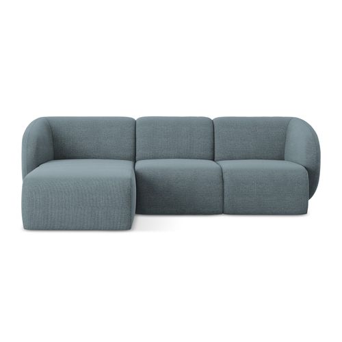 Canapé D'angle 3 Places Modulaire Gauche Lani En Tissu Bouclette Jeans