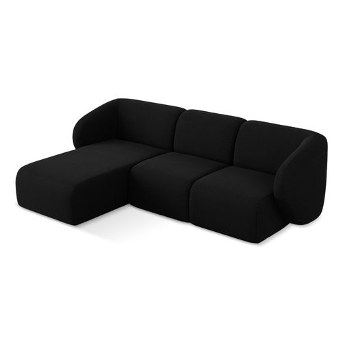 Canapé D'angle 3 Places Modulaire Gauche Lani En Tissu Bouclette Noir