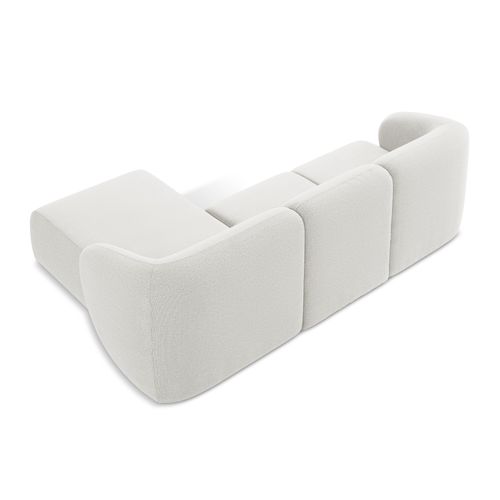 Canapé D'angle 3 Places Modulaire Droit Lani En Tissu Bouclette Blanc