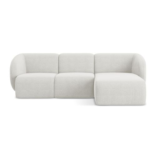 Canapé D'angle 3 Places Modulaire Droit Lani En Tissu Bouclette Blanc