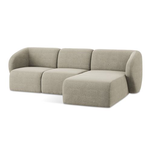 Canapé D'angle 3 Places Modulaire Droit Lani En Tissu Bouclette Taupe