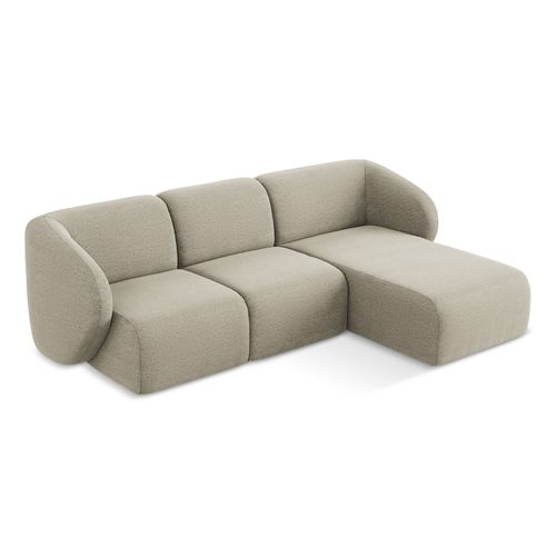 Canapé D'angle 3 Places Modulaire Droit Lani En Tissu Bouclette Taupe