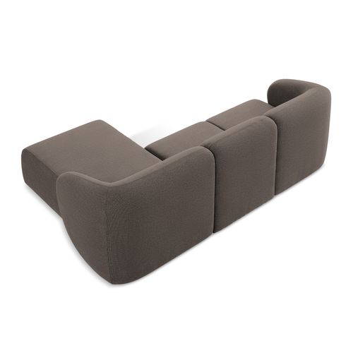 Canapé D'angle 3 Places Modulaire Droit Lani En Tissu Bouclette Choolat