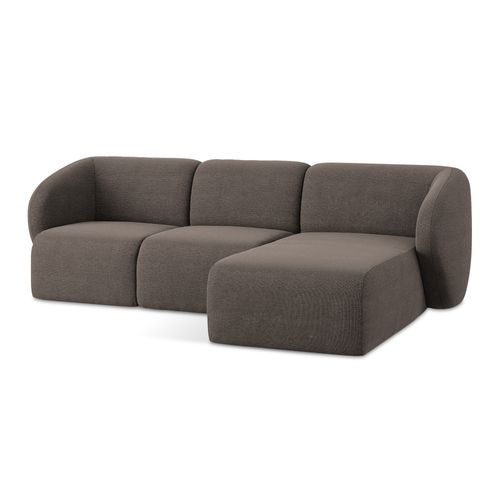 Canapé D'angle 3 Places Modulaire Droit Lani En Tissu Bouclette Choolat