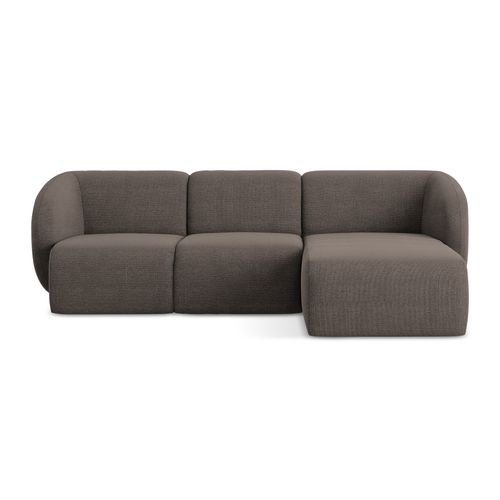 Canapé D'angle 3 Places Modulaire Droit Lani En Tissu Bouclette Choolat
