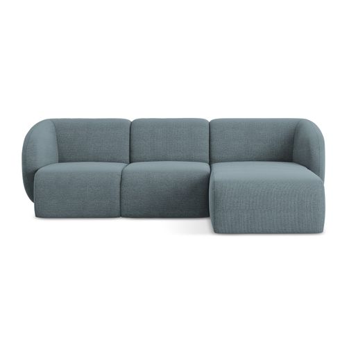 Canapé D'angle 3 Places Modulaire Droit Lani En Tissu Bouclette Jeans