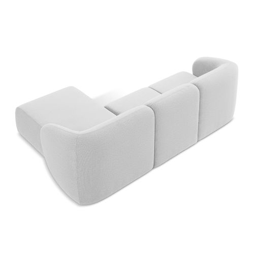 Canapé D'angle 3 Places Modulaire Droit Lani En Tissu Bouclette Argent