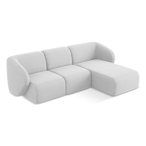 Canapé D'angle 3 Places Modulaire Droit Lani En Tissu Bouclette Argent