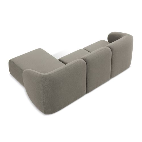 Canapé D'angle 3 Places Modulaire Droit Lani En Tissu Bouclette Gris