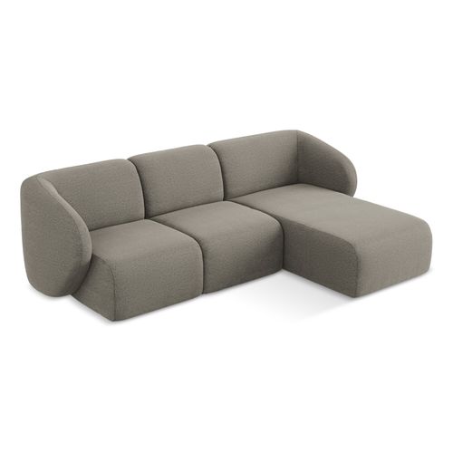 Canapé D'angle 3 Places Modulaire Droit Lani En Tissu Bouclette Gris